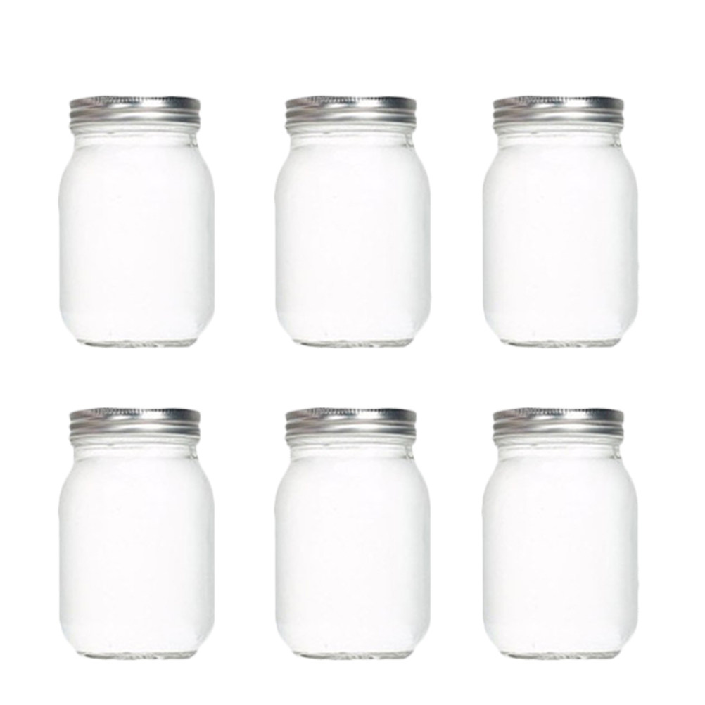 Food Storage Glass Jar - 6Pcs Transparent Round Glass Jars with