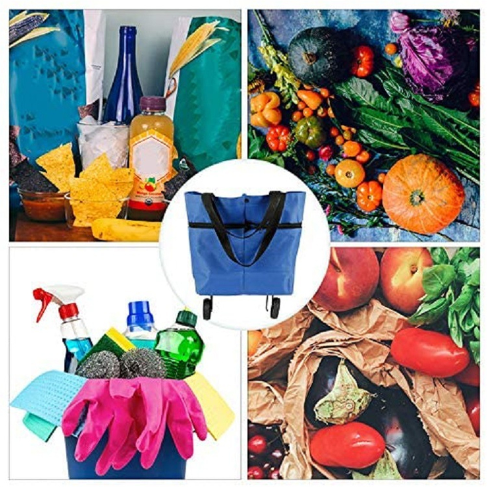 Food Storage Bags Reusable - Foldable Shopping Trolley Bag Reusable Grocery