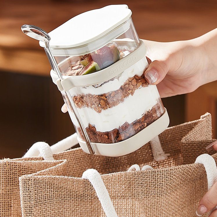 Food Storage Yogurt - Glass Overnight Oats Cup with Spoon