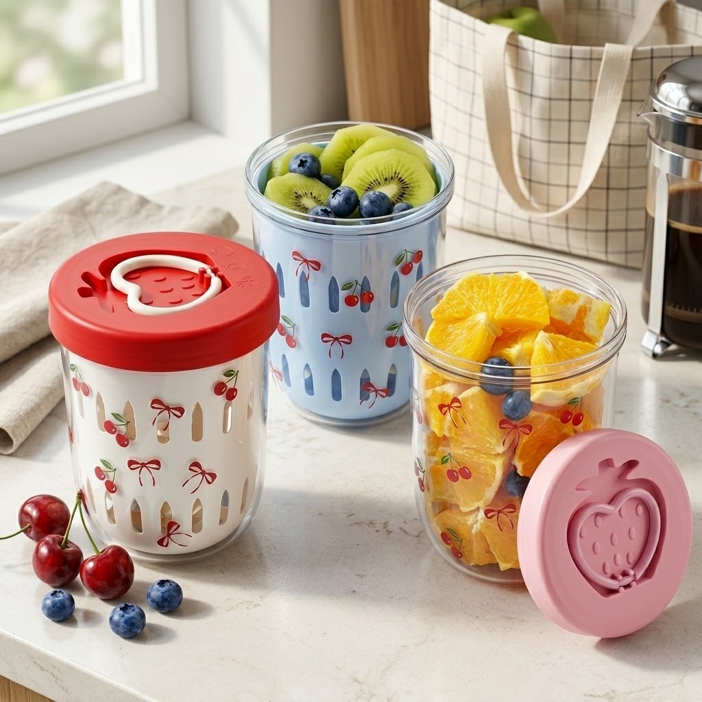 Food Storage Yogurt - Plastic Salad Container with Lid Strainer