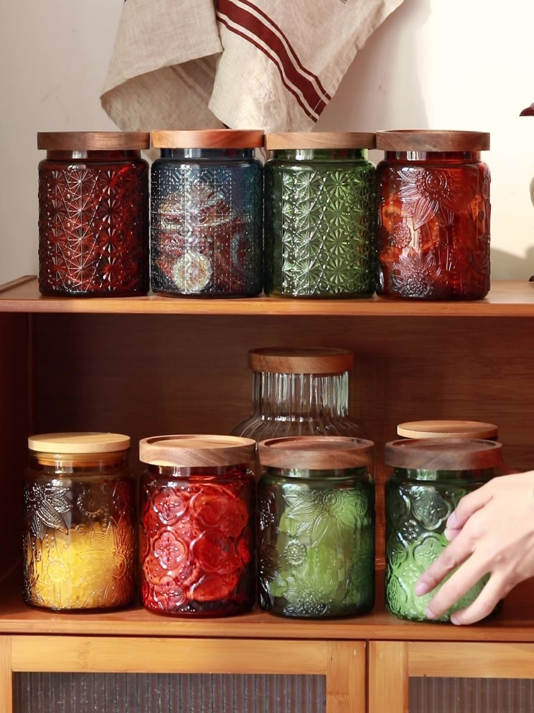 Food Storage Glass Jar - Vintage Glass Kitchen Storage Jar Kitchen