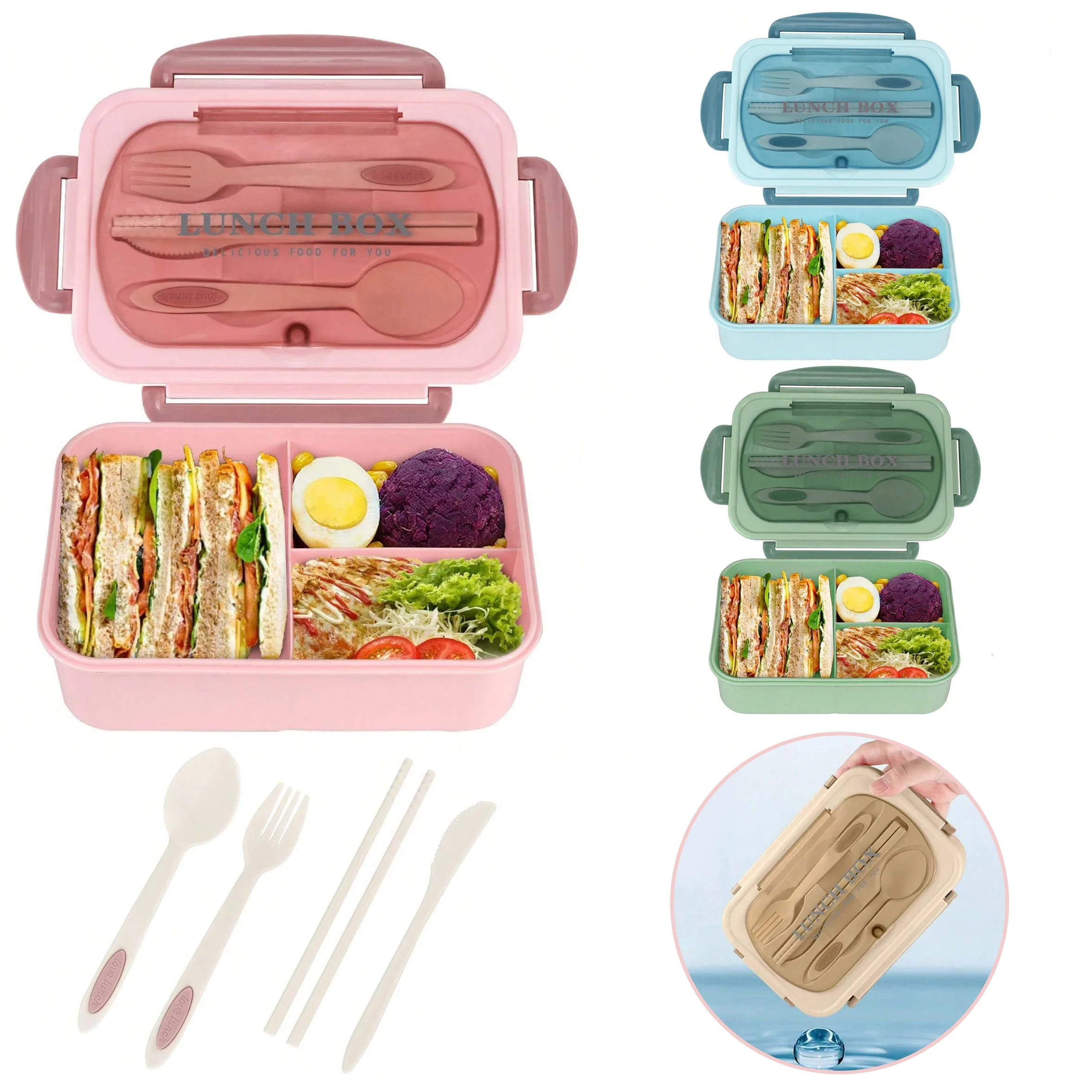 Adult Bento Box with 3 Compart - đánh giá và giá Food Storage Microwave Safe