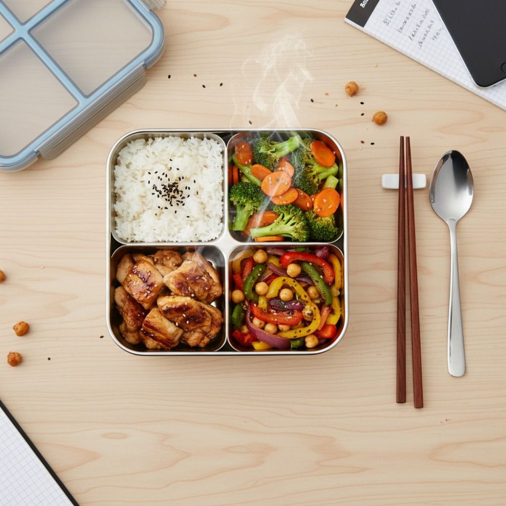 Easy To Clean Square 4 Grid Lu - đánh giá và giá Food Storage Microwave Safe