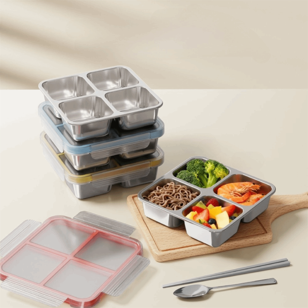 Easy To Clean Square 4 Grid Lu - đánh giá và giá Food Storage Microwave Safe