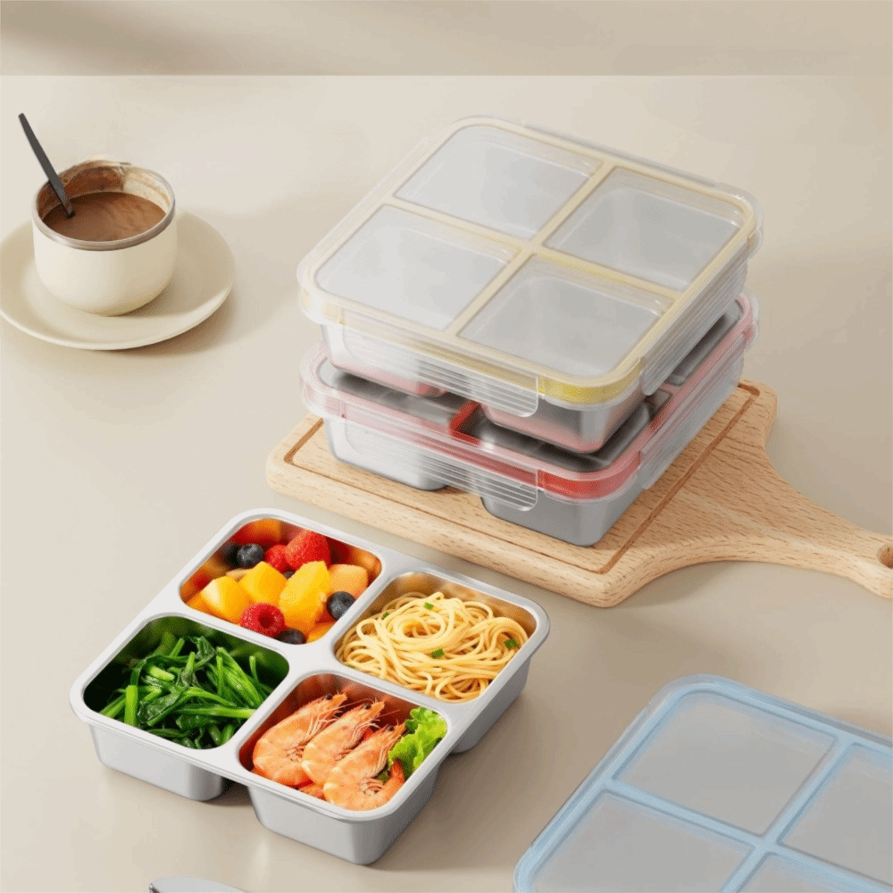 Easy To Clean Square 4 Grid Lu - đánh giá và giá Food Storage Microwave Safe