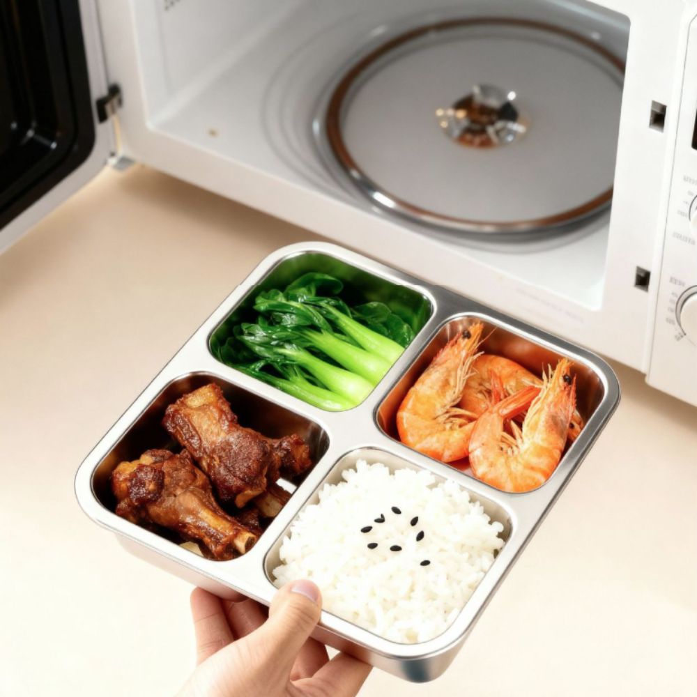 Easy To Clean Square 4 Grid Lu - đánh giá và giá Food Storage Microwave Safe