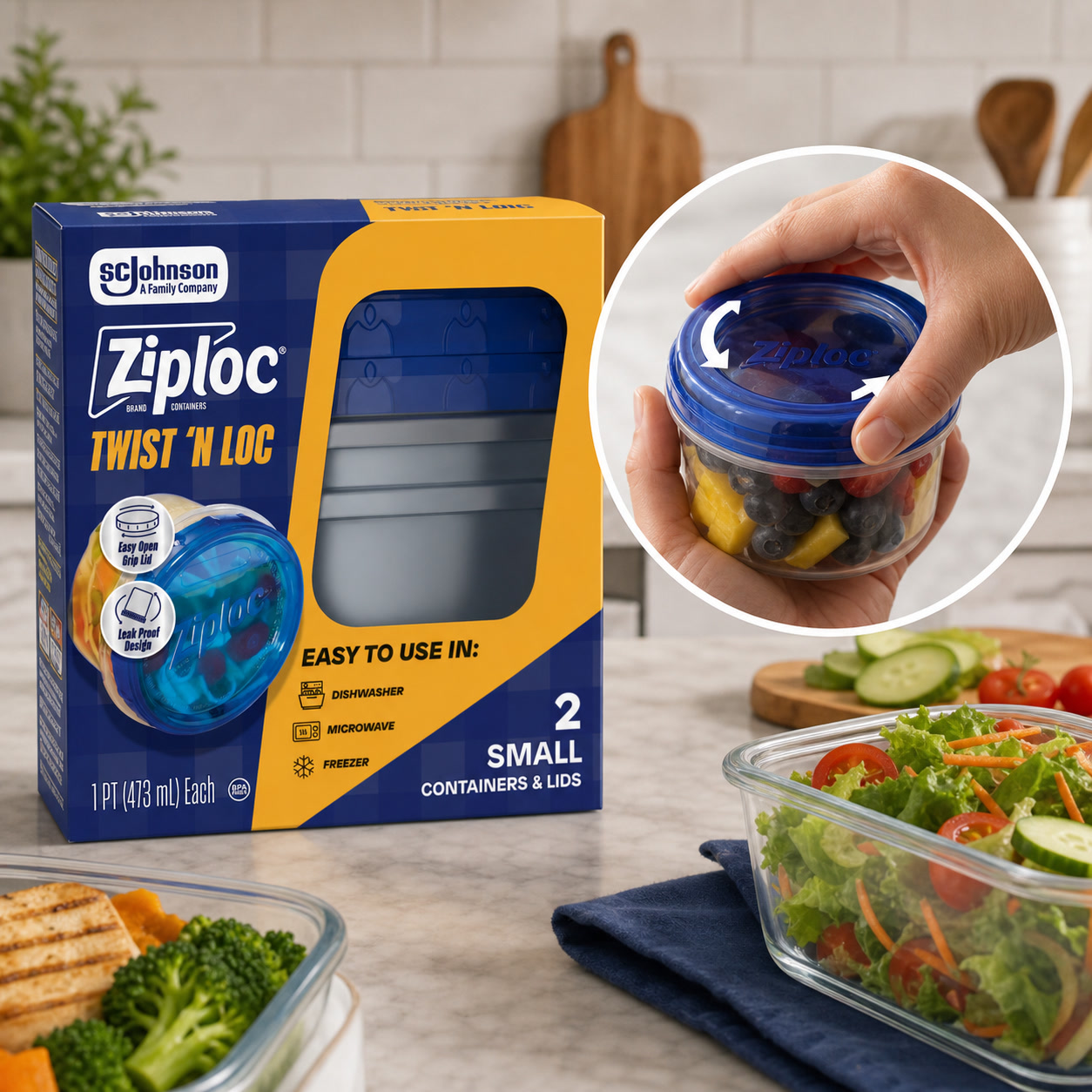 2ct Small Twist Lock Food Stor - đánh giá và giá Food Storage Meal Prep