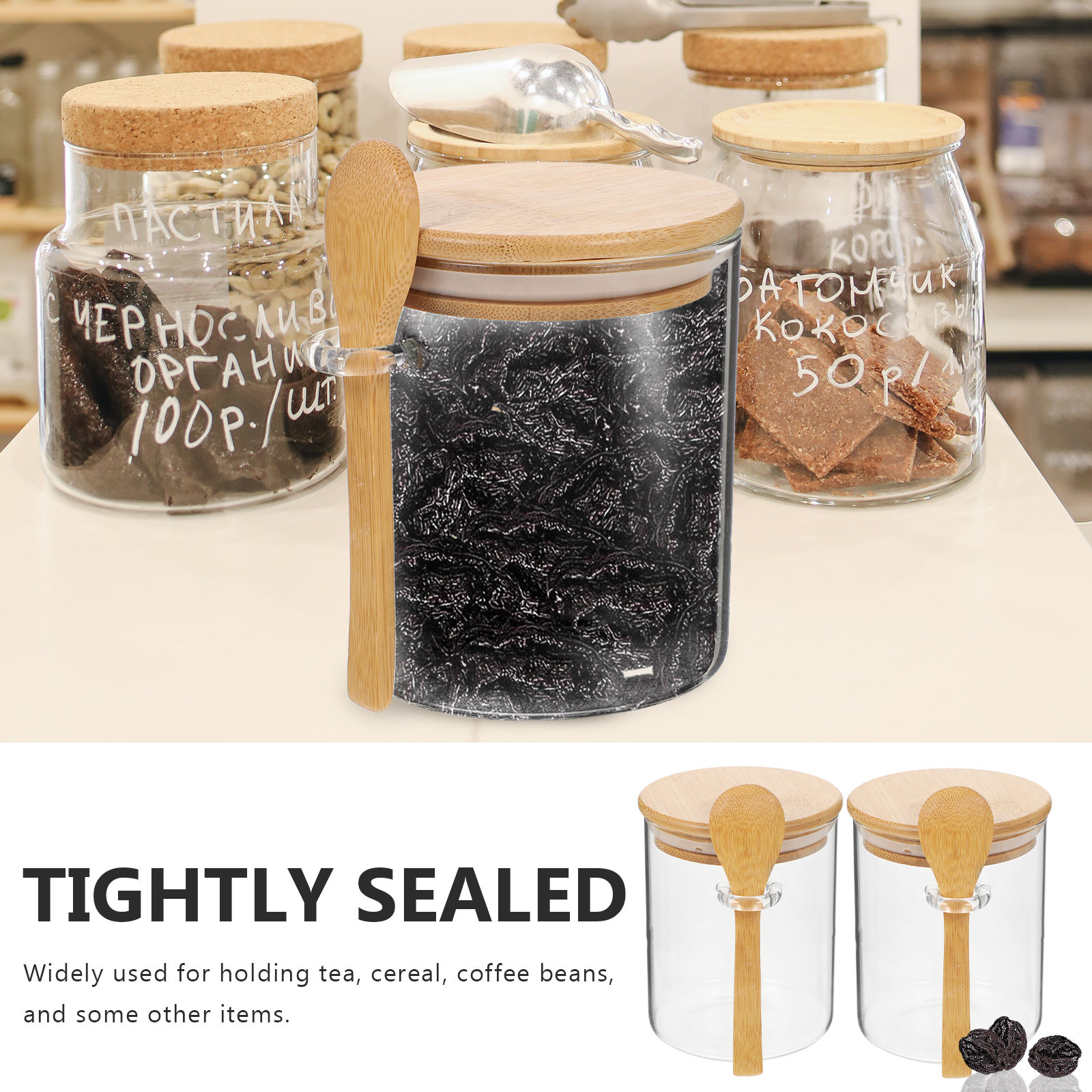 2 Pcs Flour Sugar Storage Cont - đánh giá và giá Food Storage Glass Jar