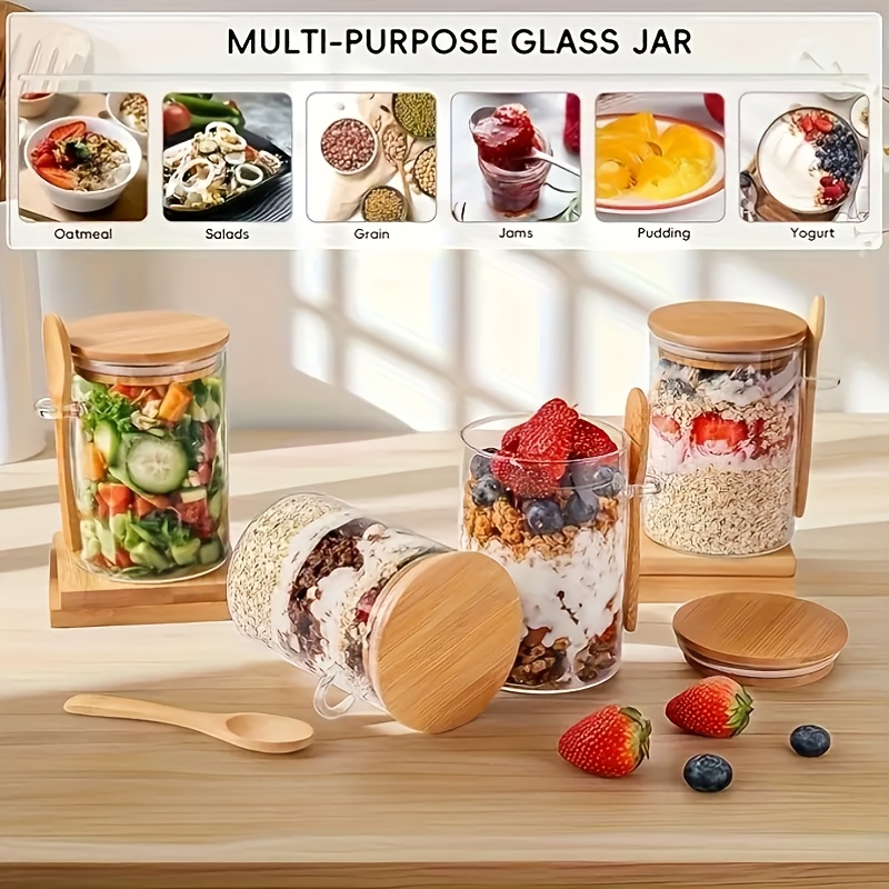1/2/4/8Pcs Oatmeal Glass Cup S - đánh giá và giá Food Storage Yogurt
