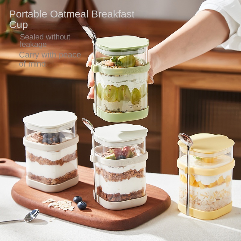 Glass Overnight Oats Cup with  - đánh giá và giá Food Storage Yogurt