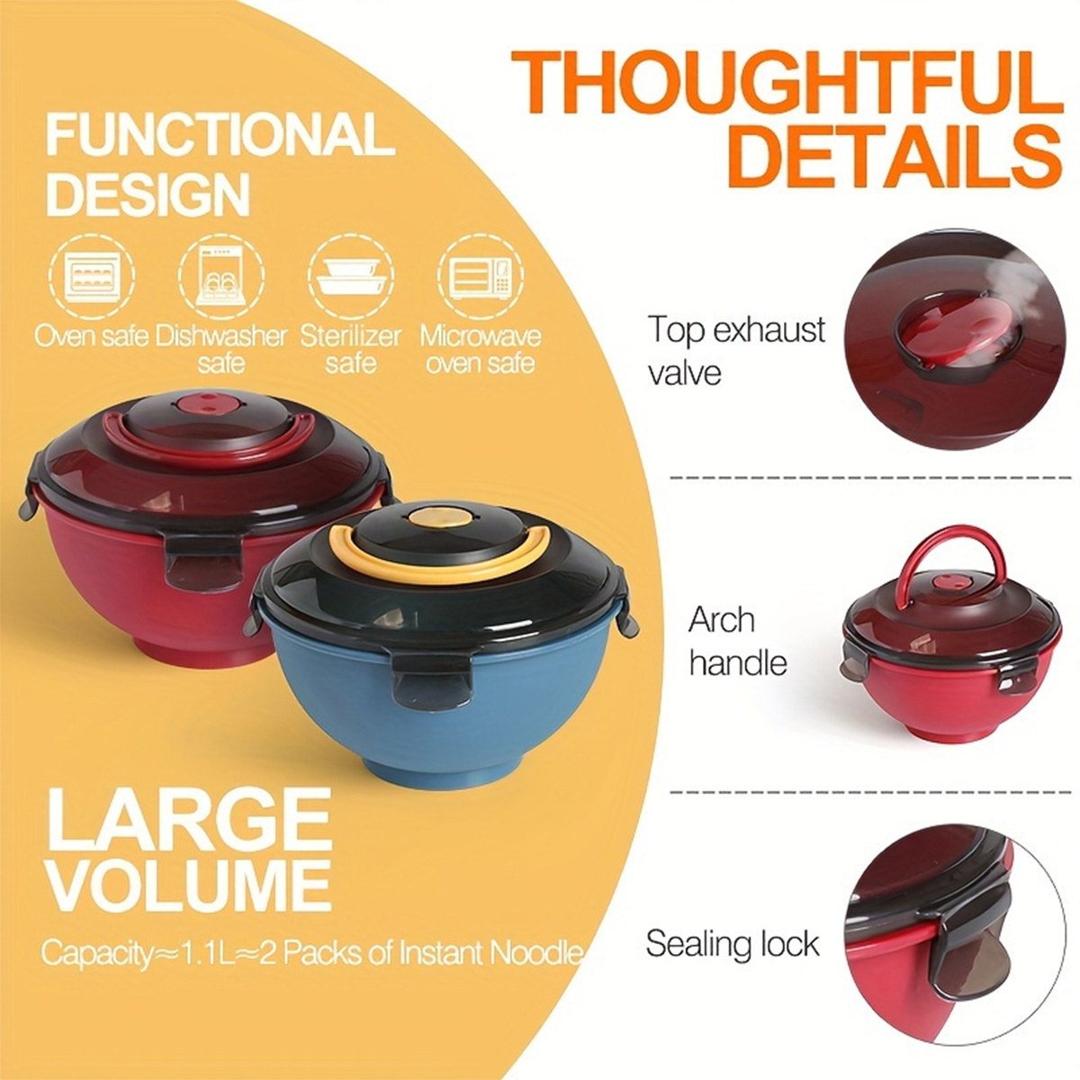 Portable Salad Noodle Soup Bow - đánh giá và giá Food Storage Microwave Safe