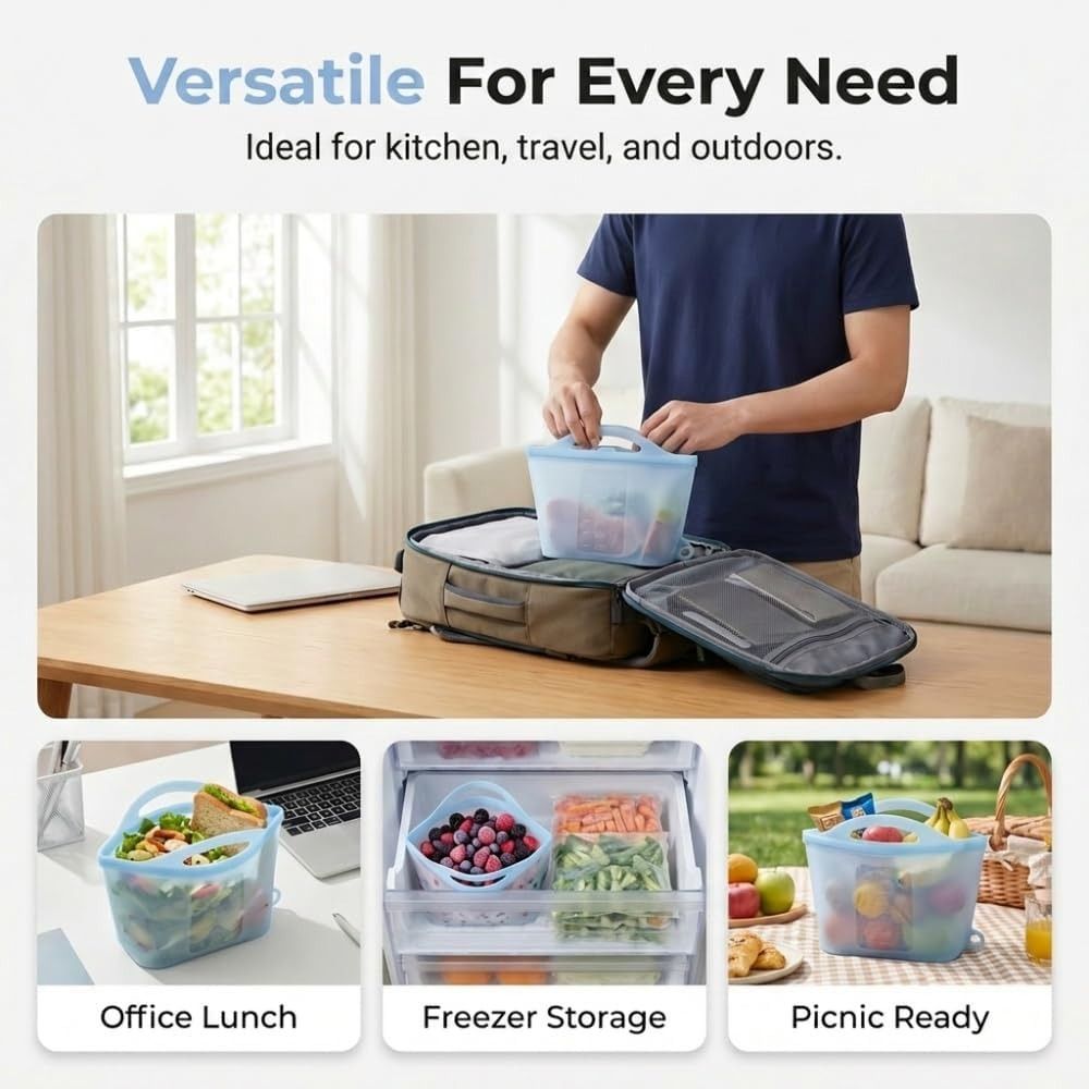 1500ml Food Storage Bags Reusa - đánh giá và giá Food Storage Ziploc