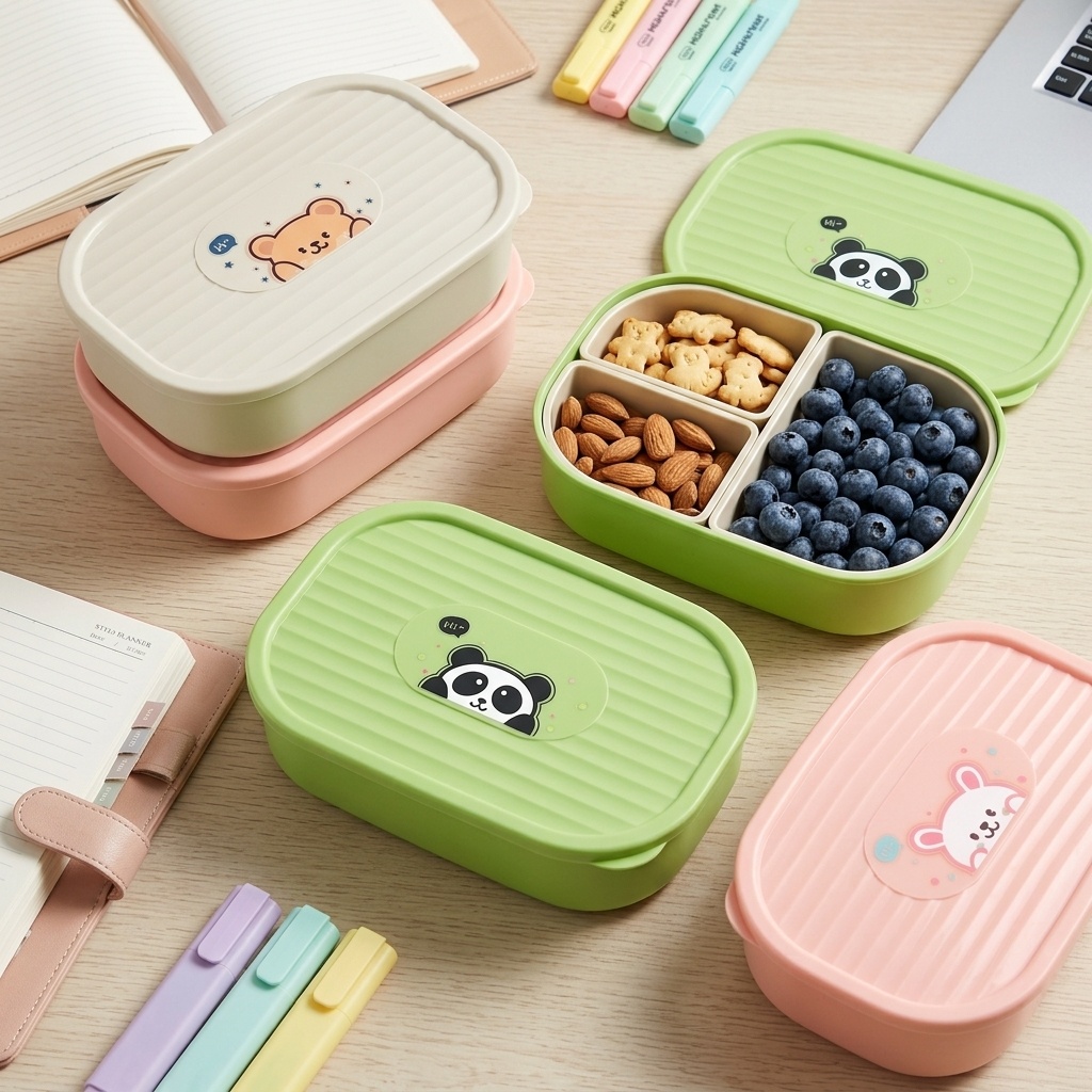 Cute Plastic Divided Lunch Box - đánh giá và giá Food Storage Microwave Safe